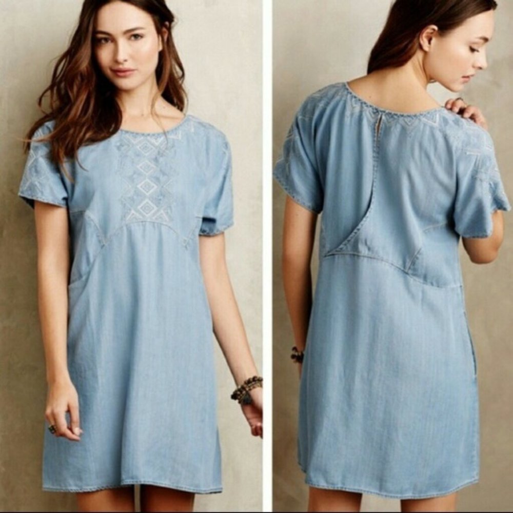 Anthropologie - Holding Horses Chambray Tunic Dress - Size Small